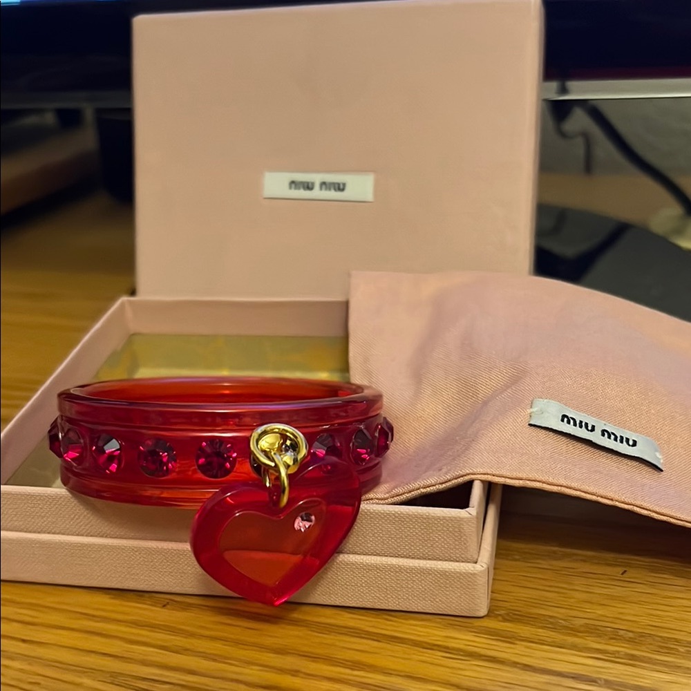 Miu Miu Red Bracelet with Heart Charm